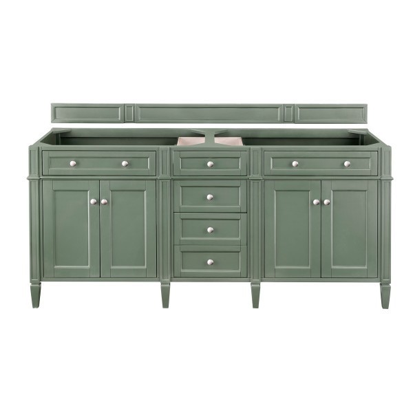 72″ James Martin Brittany 650-V72-SC Double Vanity Cabinet Smokey Celadon