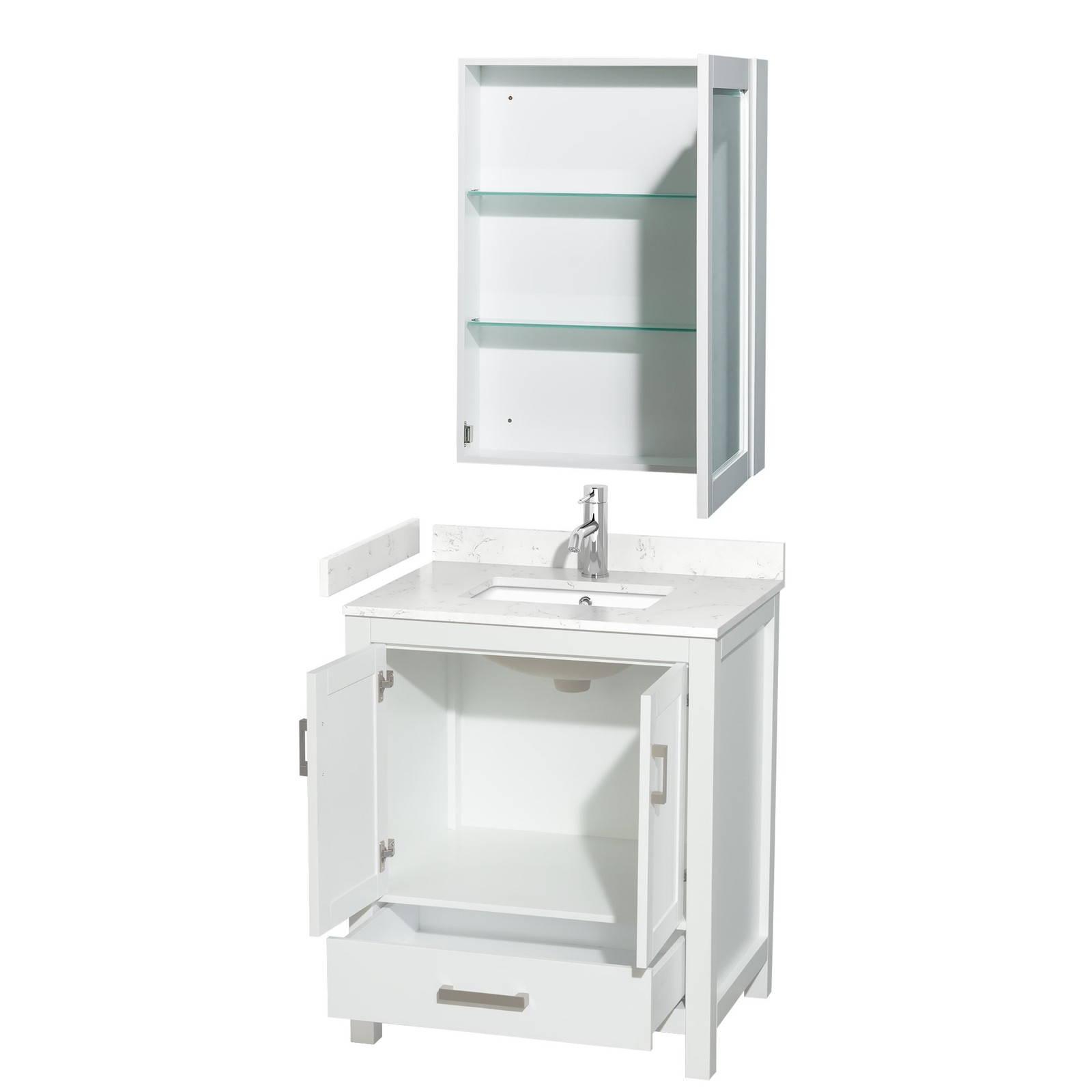 Wyndham Collection WCS141430S-VCA-MED Sheffield 30″ – White / White Cultured