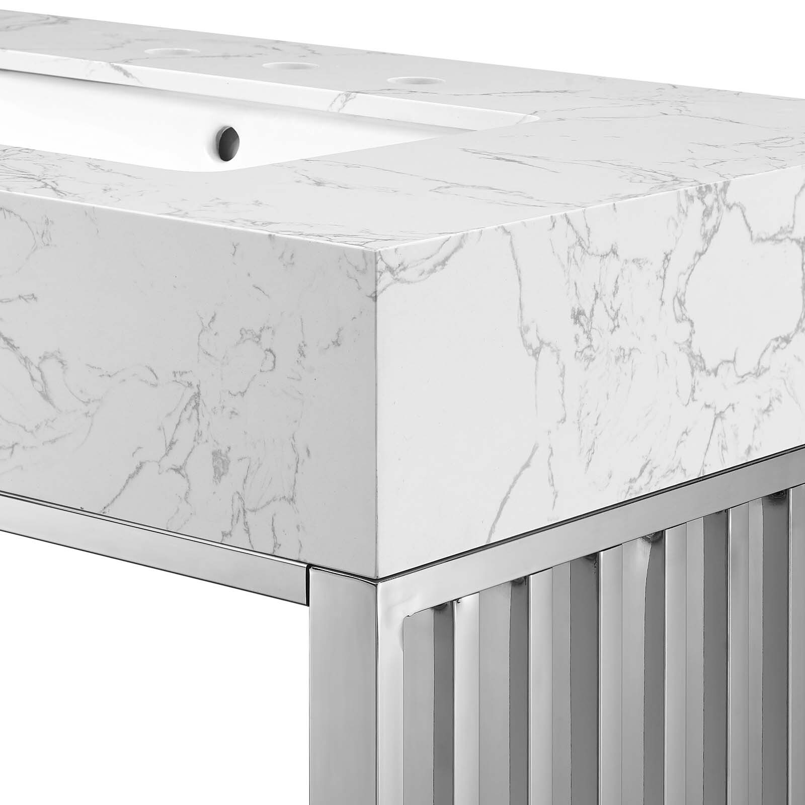 Modway Gridiron 36″ Bathroom Vanity in White Silver