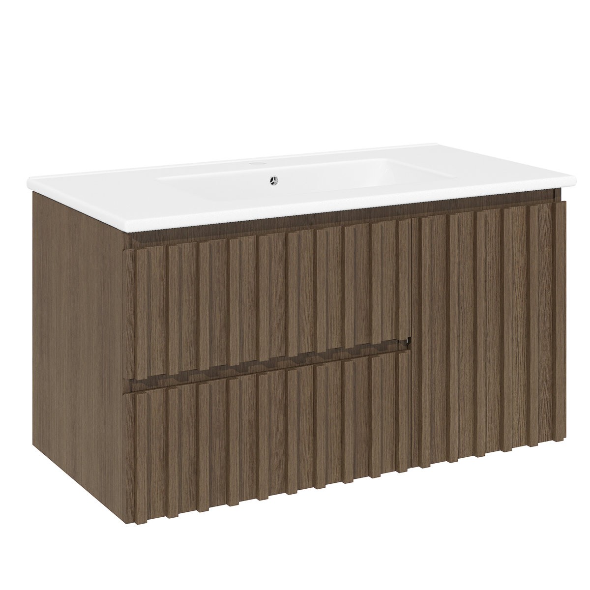 36″ Floating Bathroom Vanity with Ceramic Sink Wall Mounted Soft Close Drawers