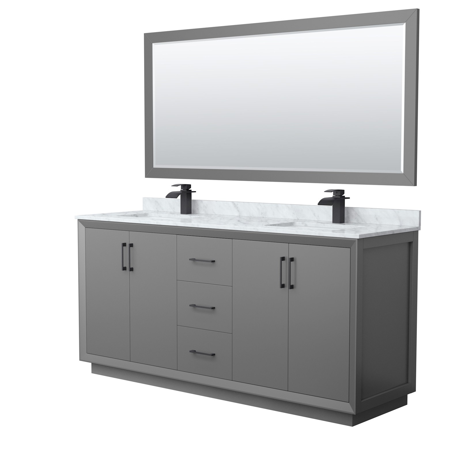 Wyndham Collection WCF414172D-NAT-UNSM70 Strada 72″ – Dark Gray / Matte Black