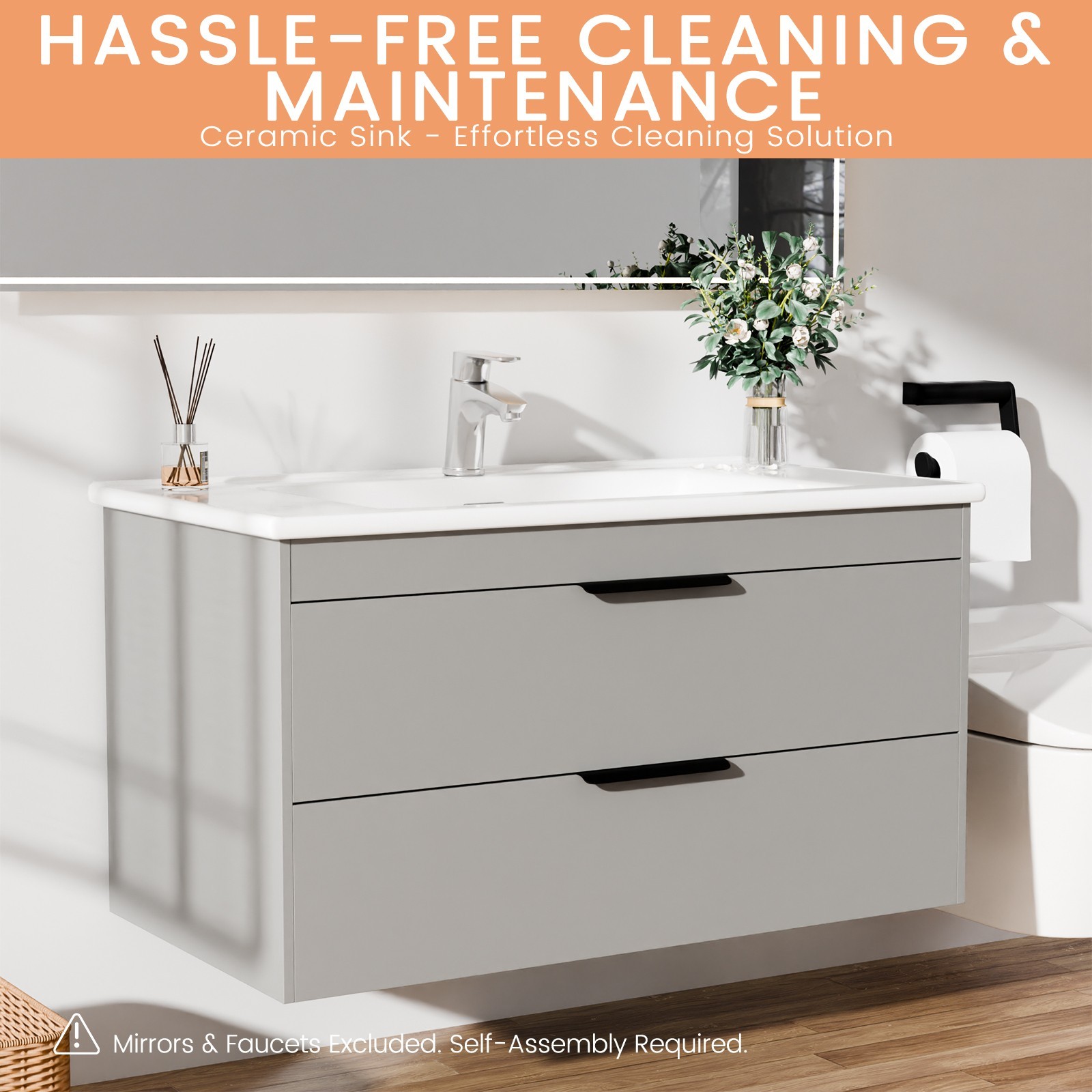 36 Inch Bathroom Vanity with Sink, Floating Bathroom Vanities with Sink