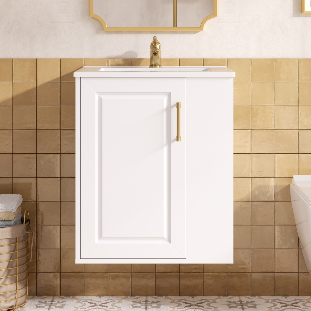 Wall Mounted Bathroom Cabinet with Side Cabinet Combo Soft Closing Door