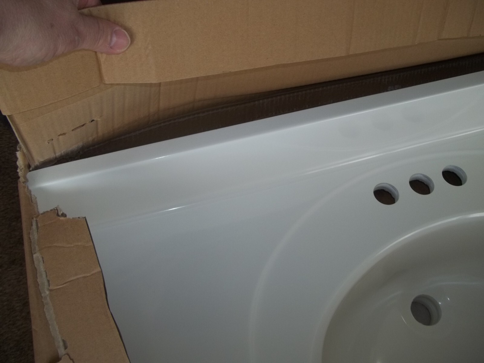 White 37″x22″ Cultured Marble white Vanity Top With Backsplash