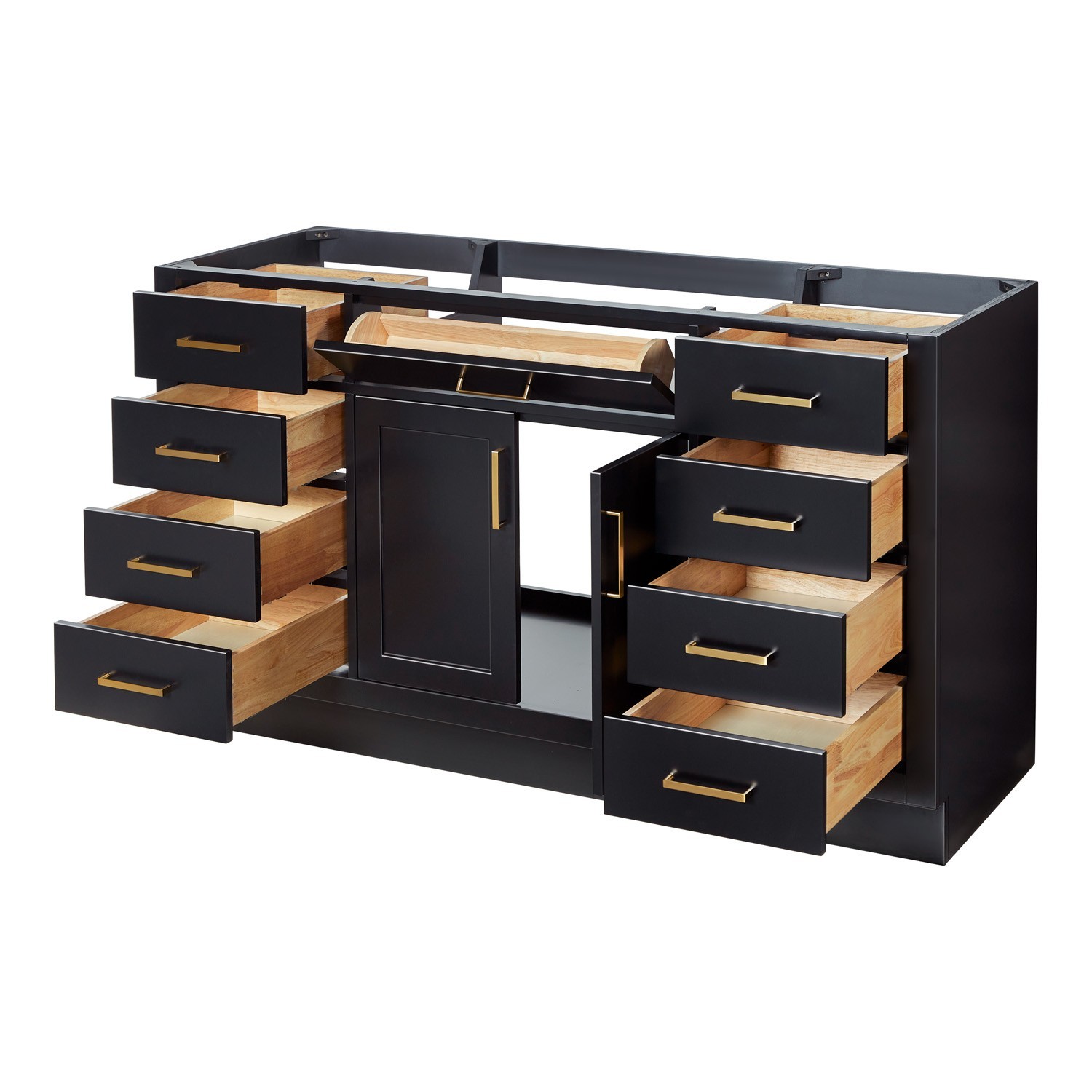 60 in Black Bathroom Vanity Base Only – Single Sink | NEW (Open Box)