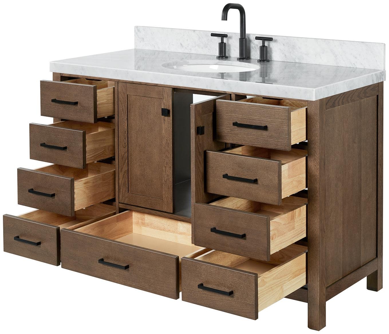 Ariel A055S-VO Cambridge 54″ – Brown Oak / Carrara White Marble / Satin Brass
