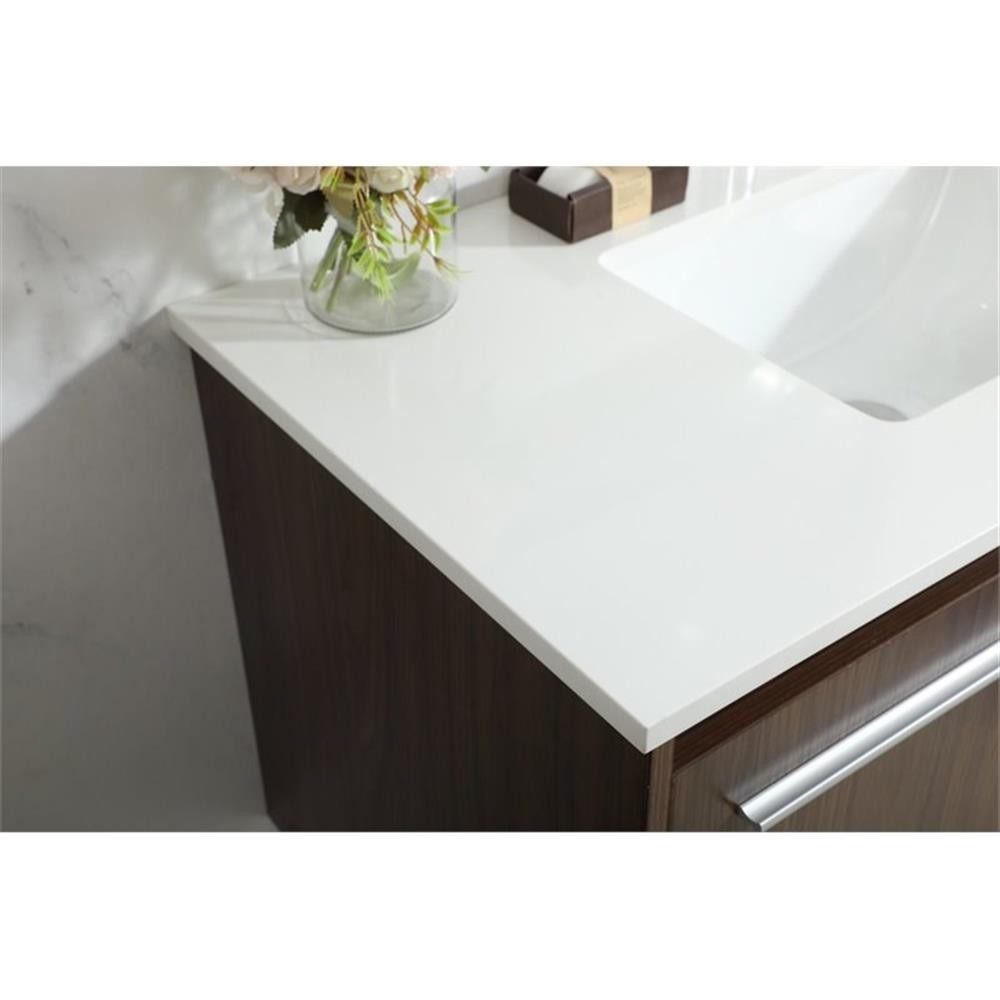 Elegant Decor Penn 36″ Aluminum Alloy MDF Single Bathroom Vanity in Walnut