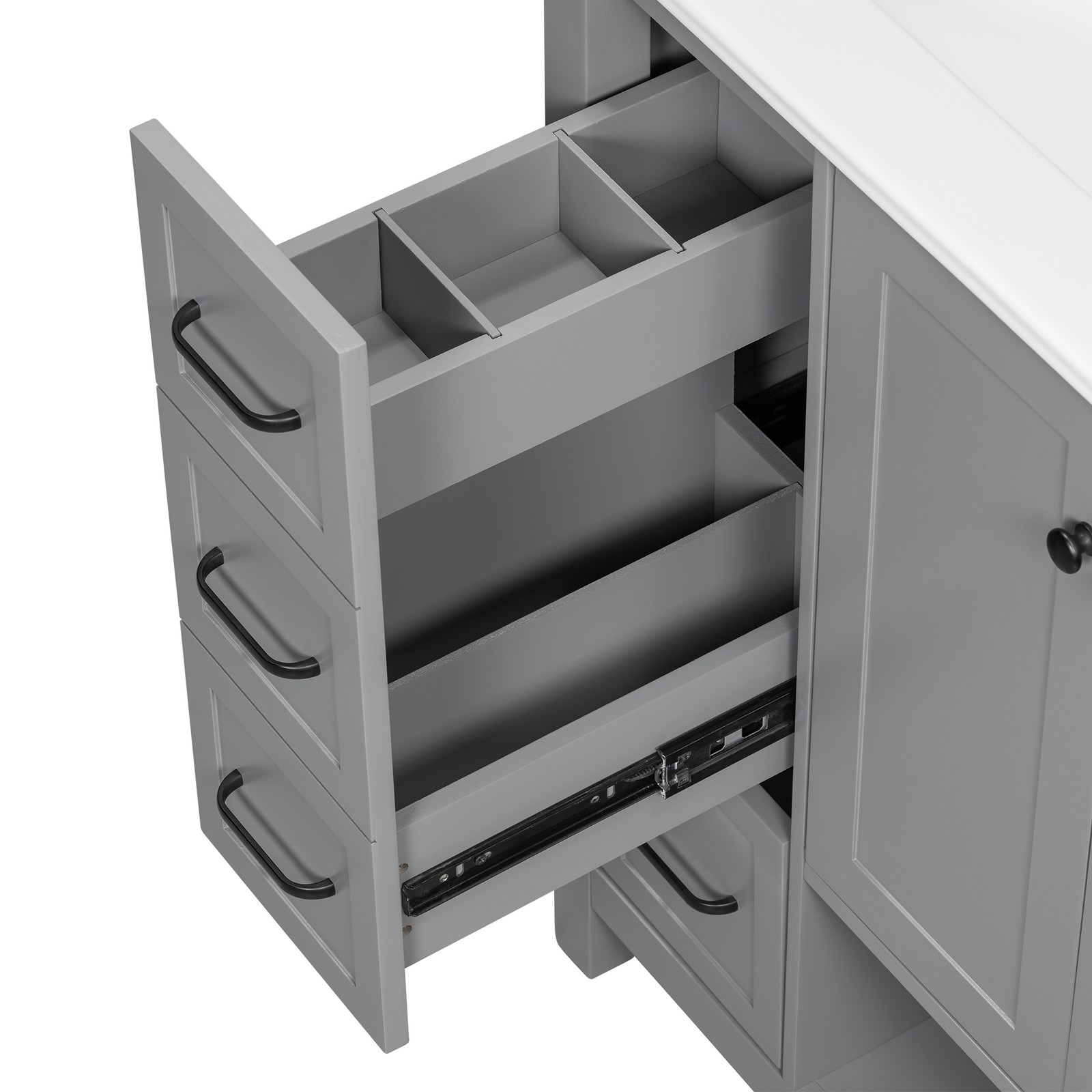 30″ Bathroom Vanity with Sink, 2 Doors & 2 Drawers, Solid Wood, Gray