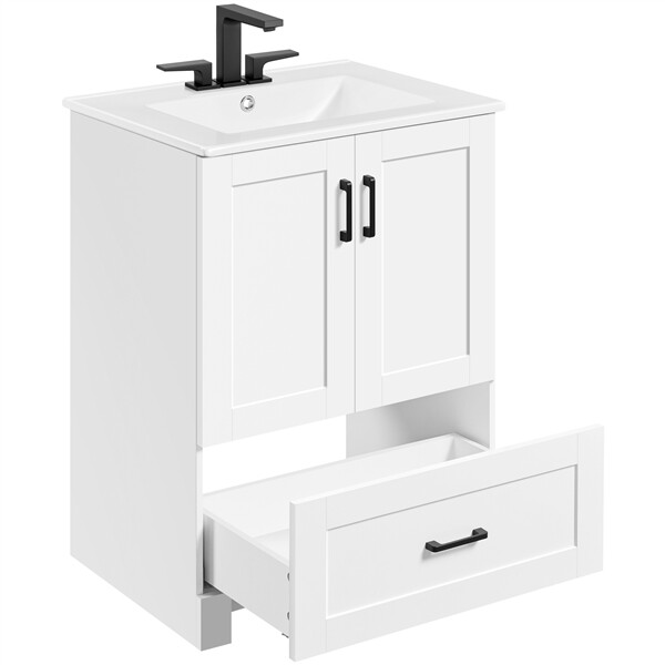 Bathroom Vanities Floor Standing with Sink Combo Set 24x19x34 Inch, White