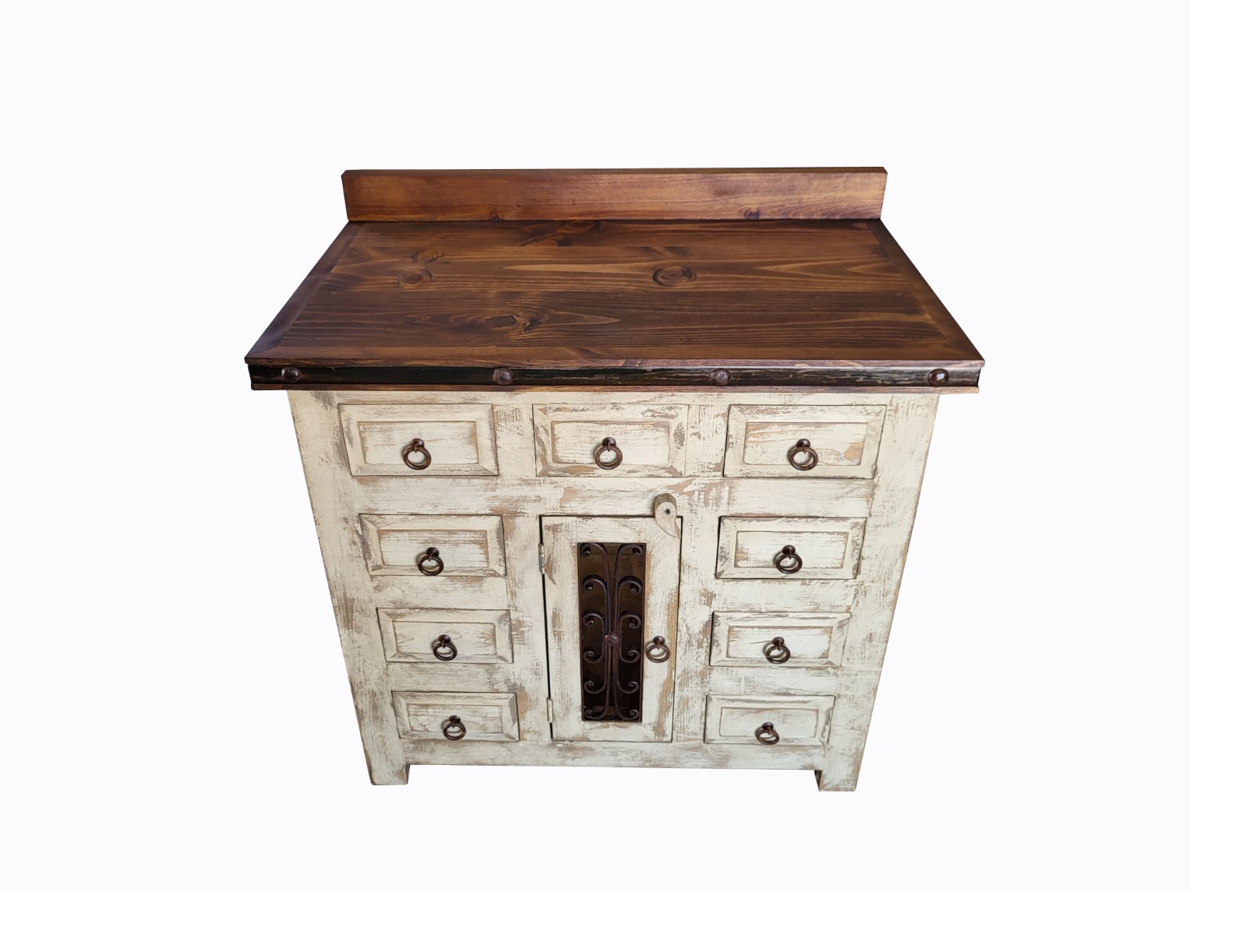 Saint Andrew Rustic Bathroom Vanity Furniture With Copper sink
