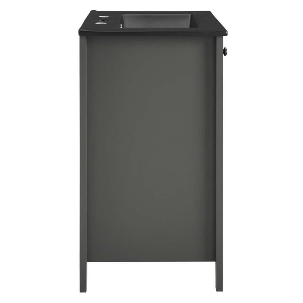 Modway Nantucket Modern Wood/Ceramic Bathroom Vanity in Gray/Black