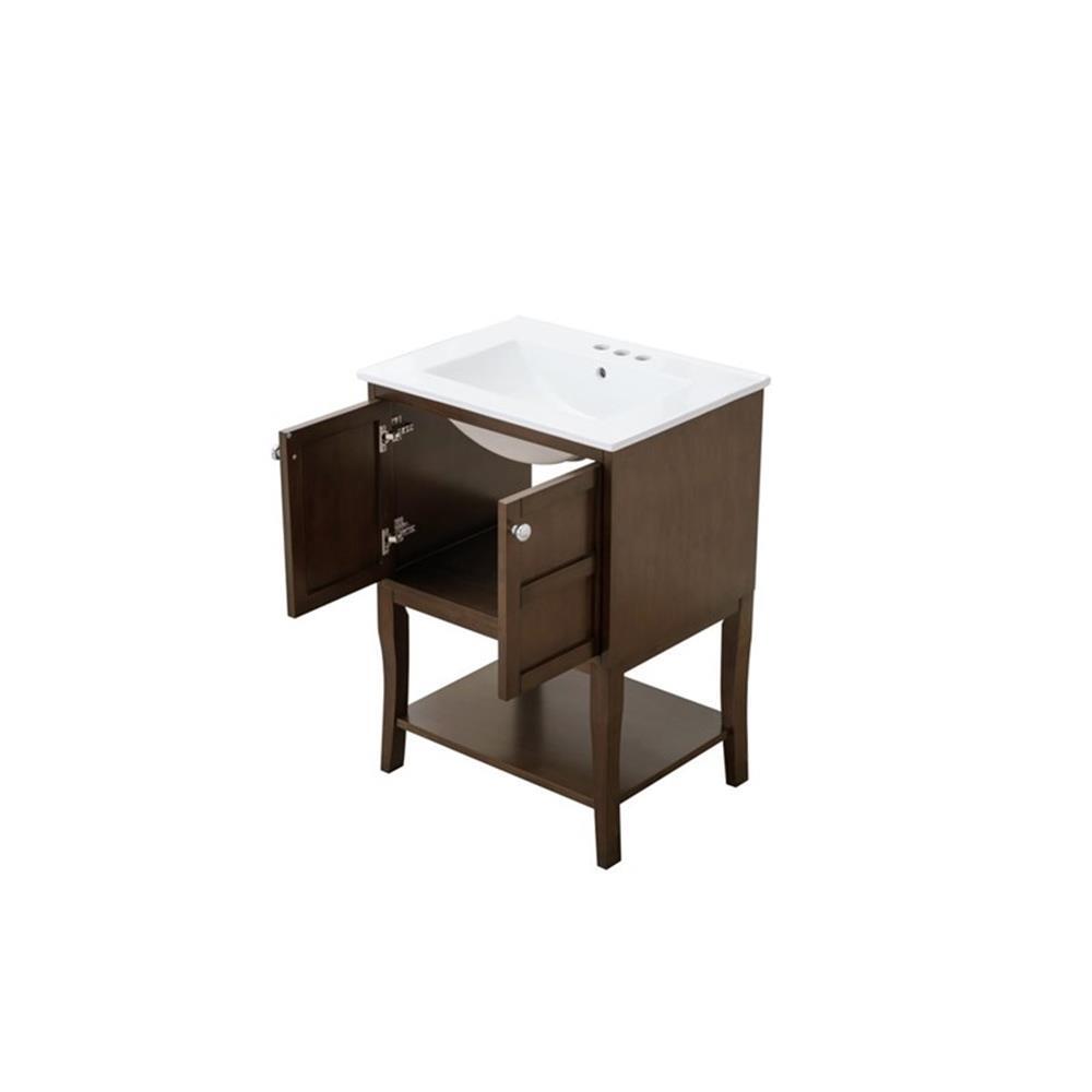 Elegant Decor Mason 24″ 2-Door Wood Single Bathroom Vanity in Antique Coffee