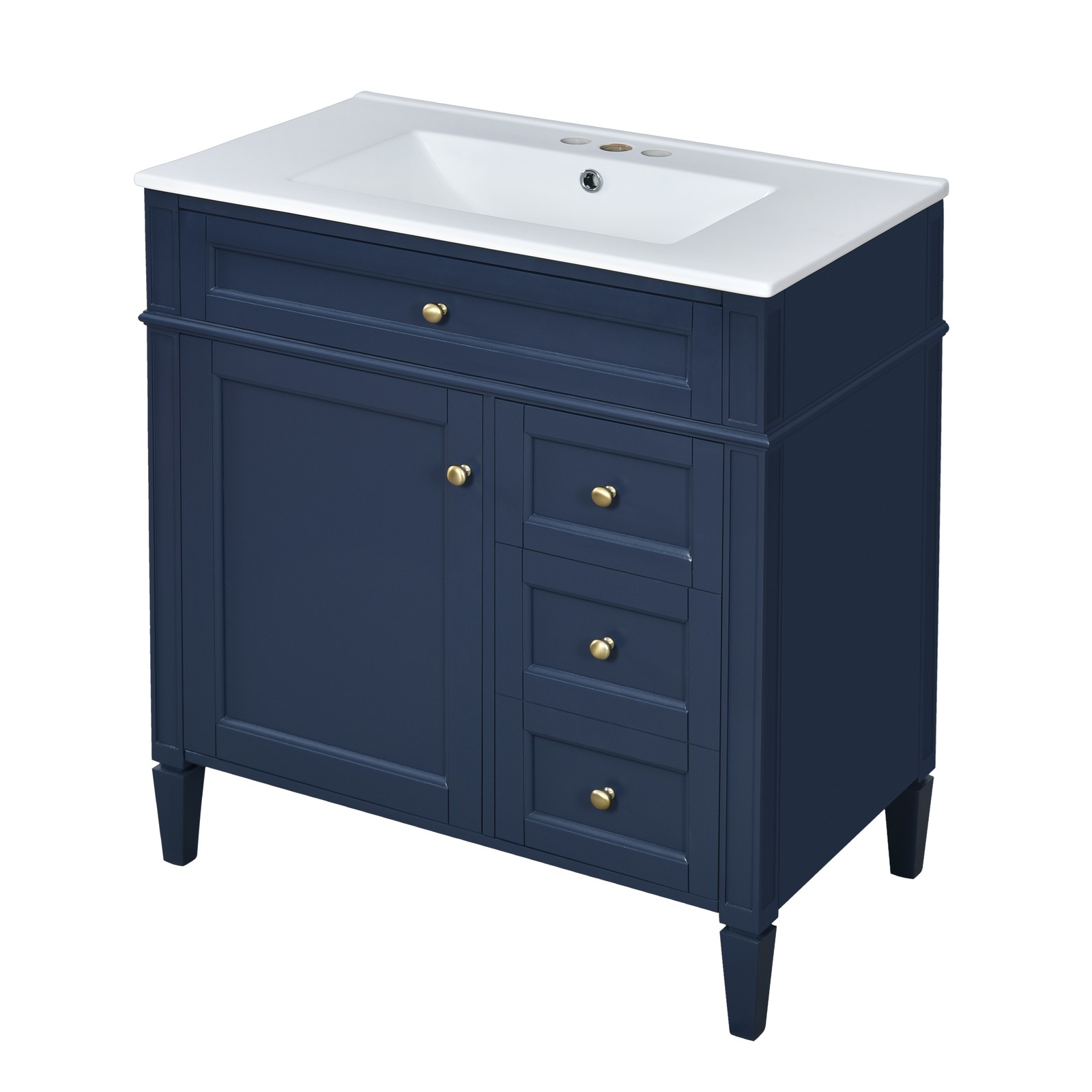 30″ Bathroom Vanity with Sink, 2 Drawers & Tip-Out Drawer, Blue
