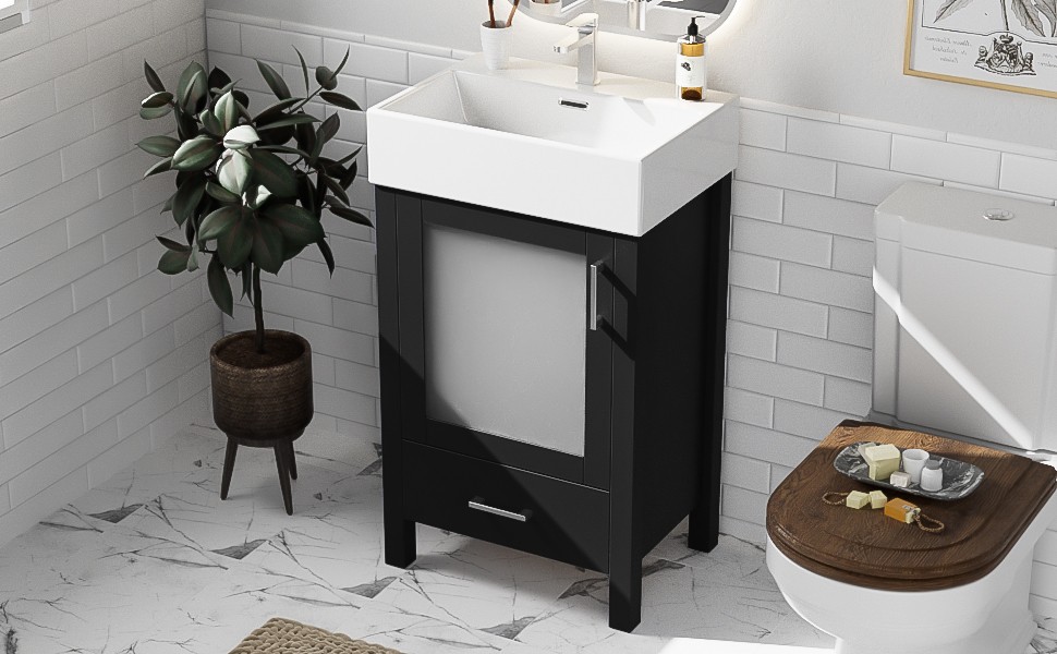 20-Inch Bathroom Vanity with Ceramic Sink and Storage Cabinet