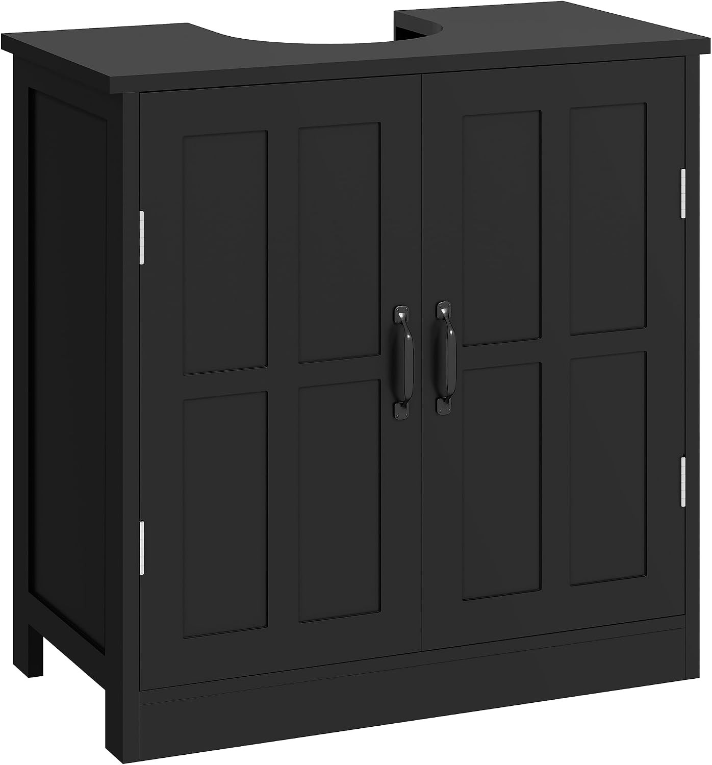 Pedestal Under Sink Storage Cabinet Black, Bathroom with U-Shape Cut-Out 2 Doors