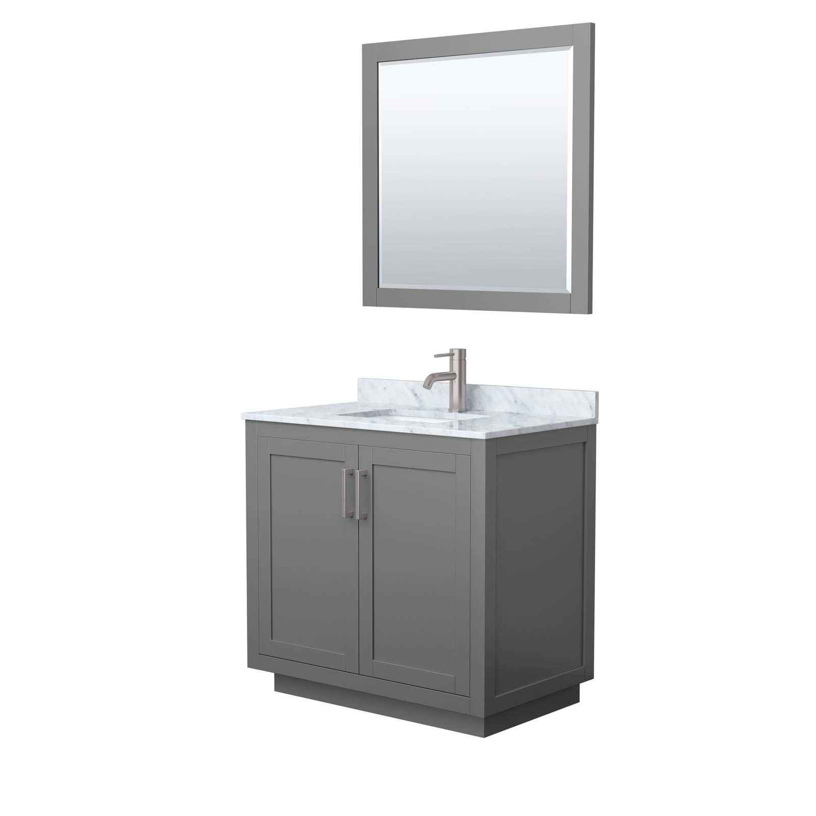 Wyndham Collection WCF2929-36S-NAT-M34 Miranda 36″ – Dark Gray / White Carrara