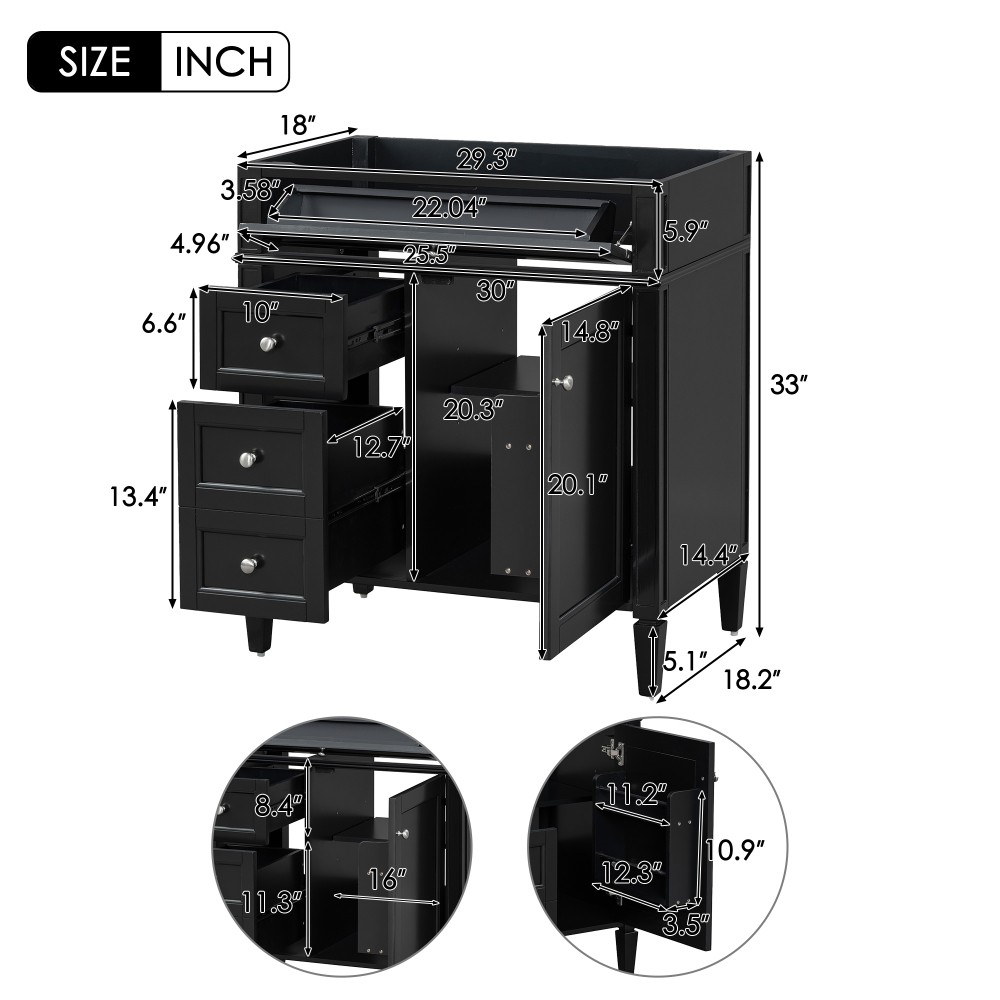 Vanity with no sink Two drawers One pull-out drawer
