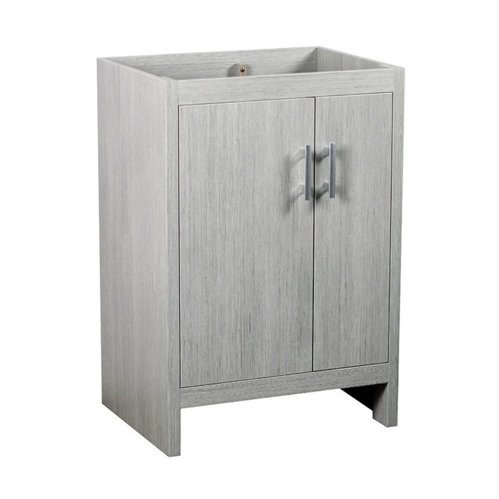 25″ Modern Single Solid Wood Vanity with Oval Sink in Gray Pine