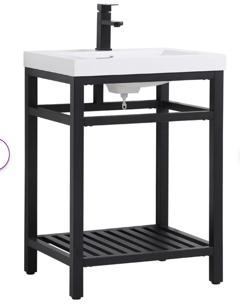 Modern Metal Bathroom Vanity with Sink 24″