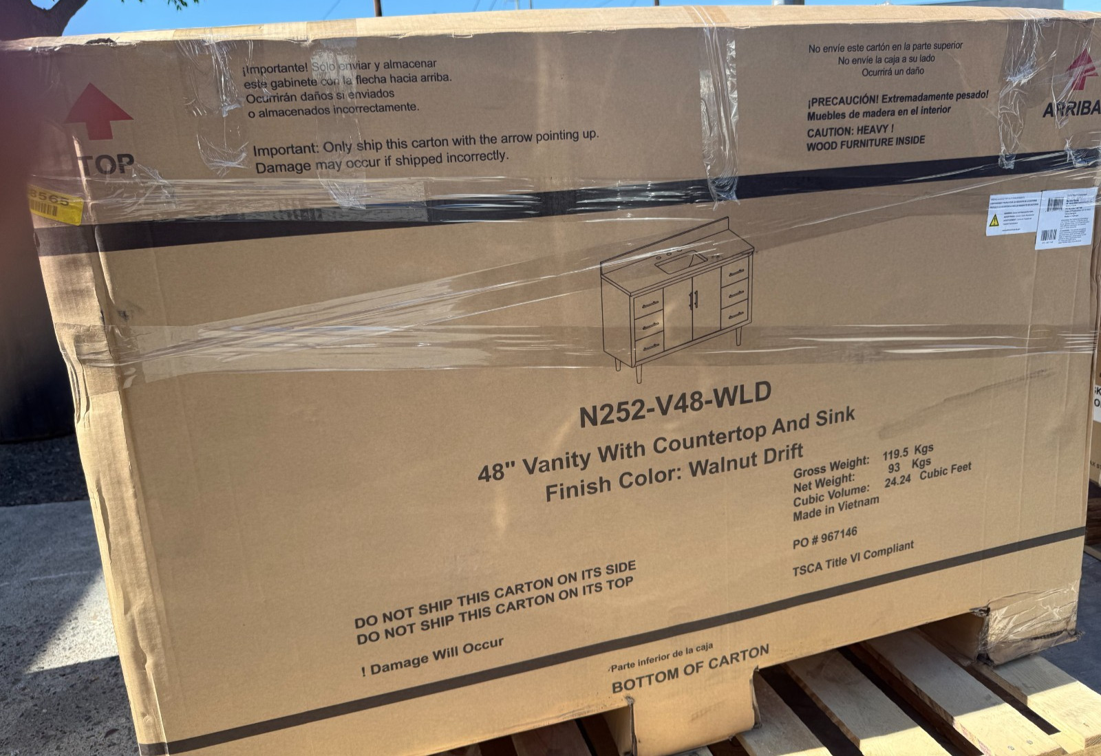 NEW Miseno N252-V48-WLD Mertola 48″ Bathroom Vanity – Walnut Drift Finish