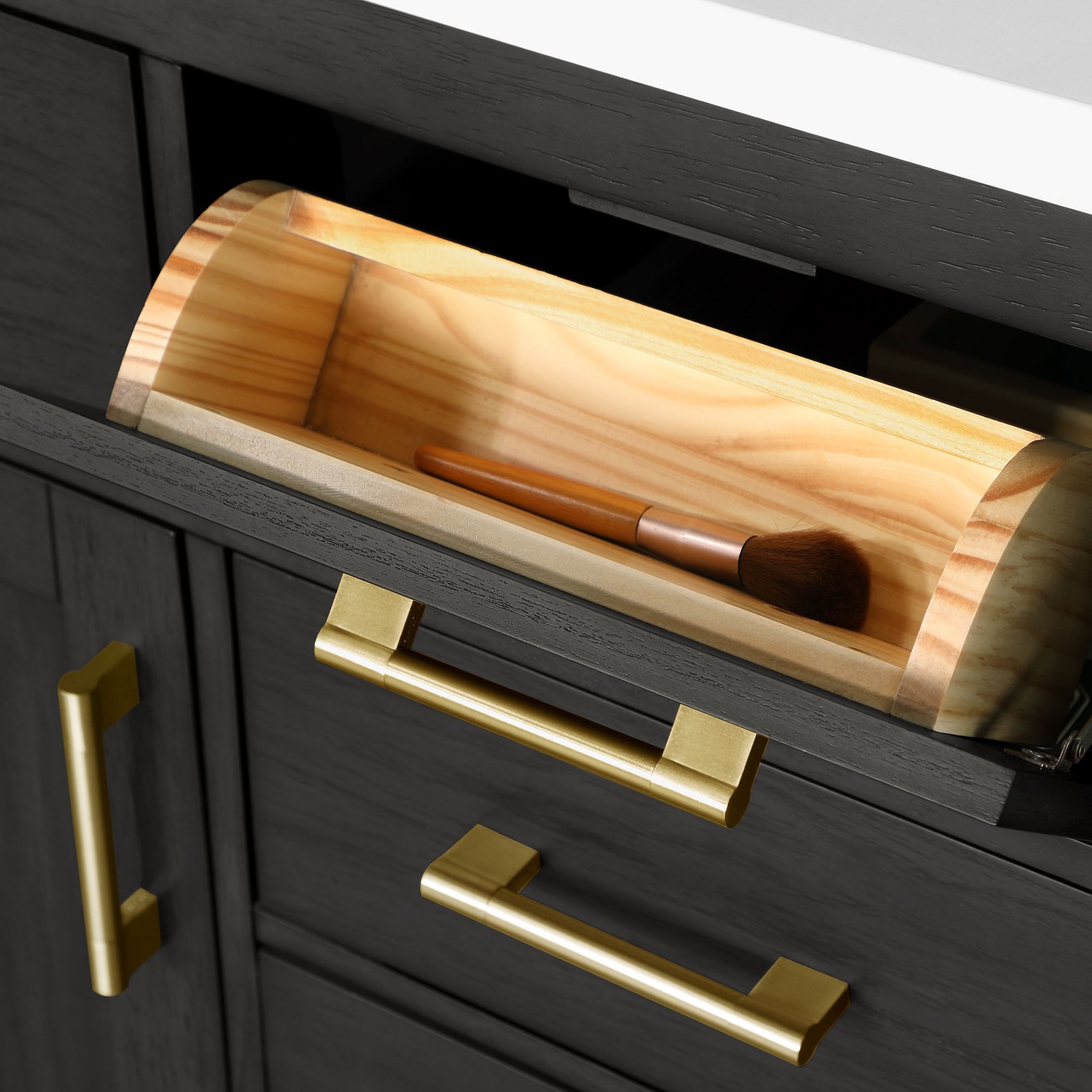 Bailey 42″ Bathroom Vanity in Matte Black Wood with White Countertop