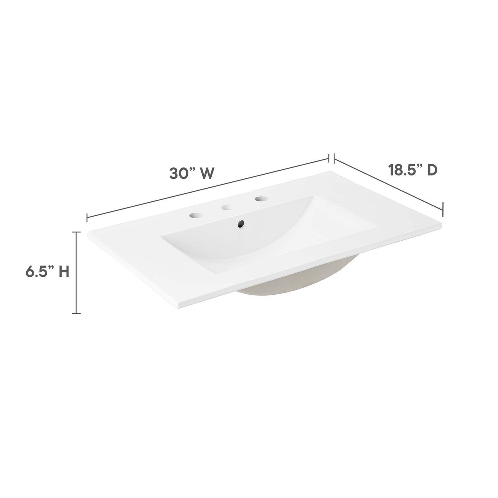 Modway Cayman Modern 30″ Bathroom Sink in White With Rectangular Basin
