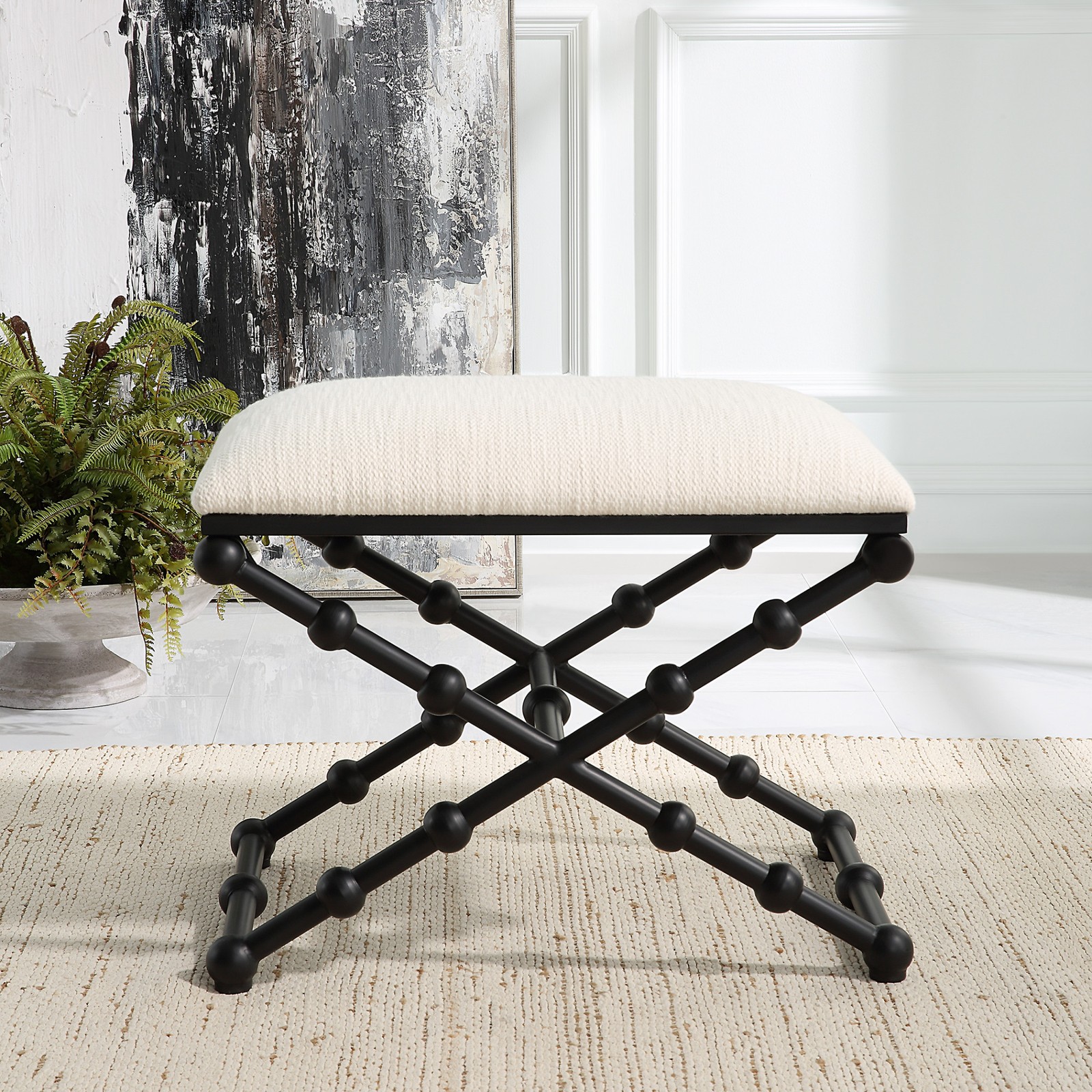 Uttermost 23782 Iron 24″W Iron Accent Stool – Black