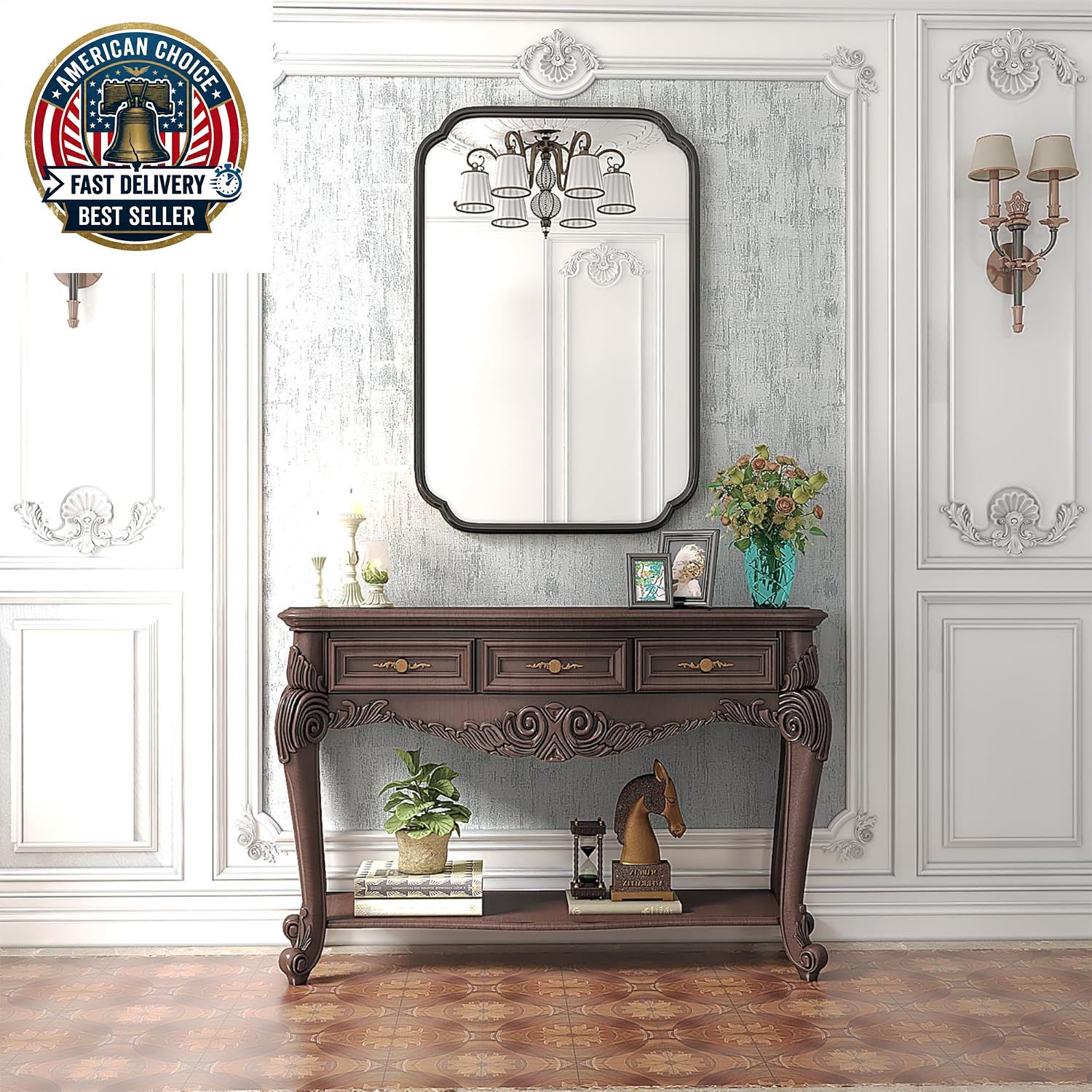 Black Bathroom Vanity Mirrors for over Sink 24″ X 36″ Modern Rounded Corner Rect