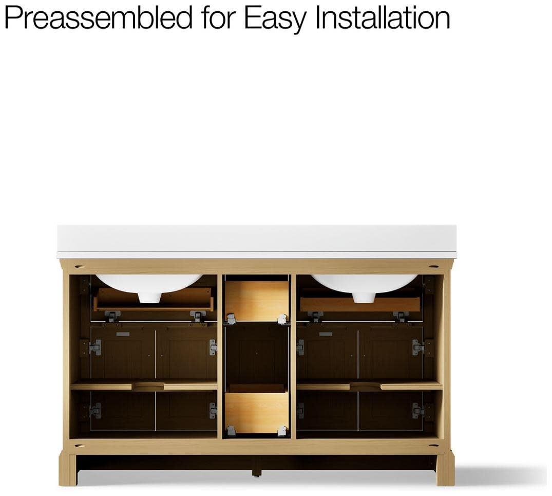 KOHLER K-29263-BD1-0 Charlemont 60″ Bathroom Vanity Cabinet and Quartz Top