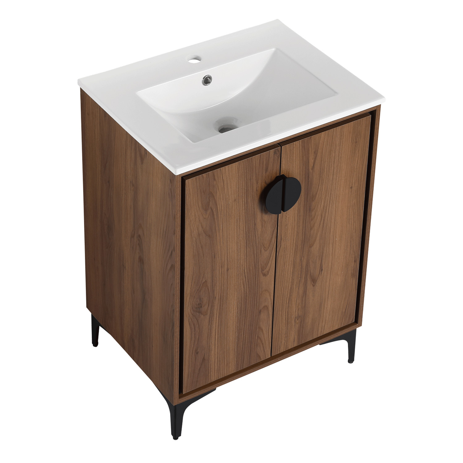 24″ 30″ Bathroom Vanity w/Sink, Freestanding Bath Vanity Storage Cabinet,2 Doors