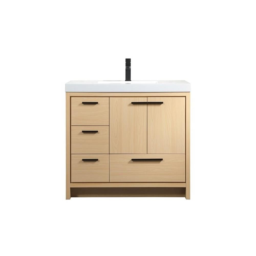 Elegant Decor Wyatt 36″ Aluminum Alloy and MDF Single Bathroom Vanity in Maple
