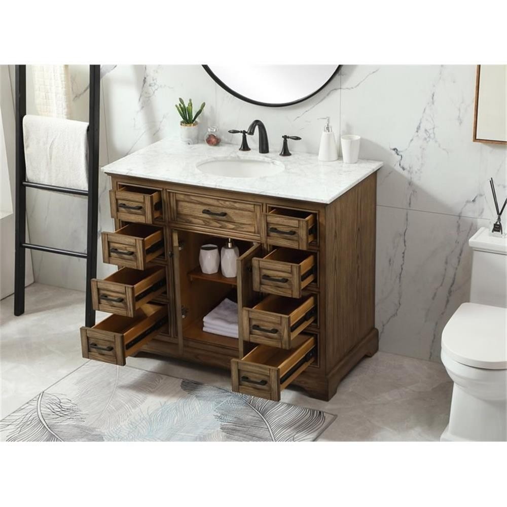Pemberly Row 42″ Aluminum Alloy Single Bathroom Vanity in Driftwood