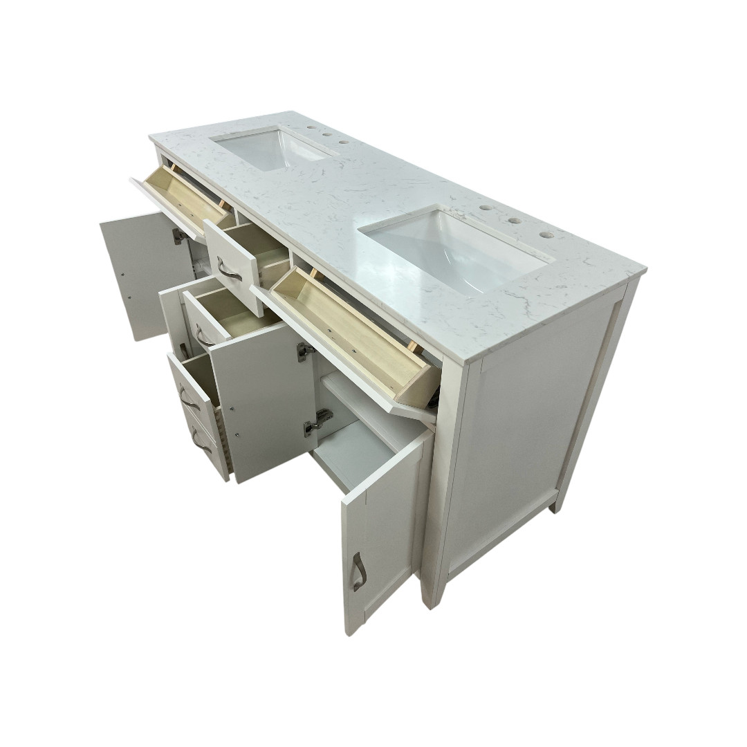 Lark Manor Vannes Bathroom Vanity with Solid Hardwood Frame Quartz Countertop