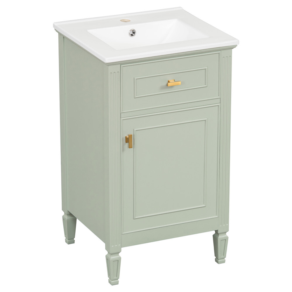 20″ Bathroom Vanity w/Sink, Freestanding Vanity Storage Cabinet, Shelves, Drawer