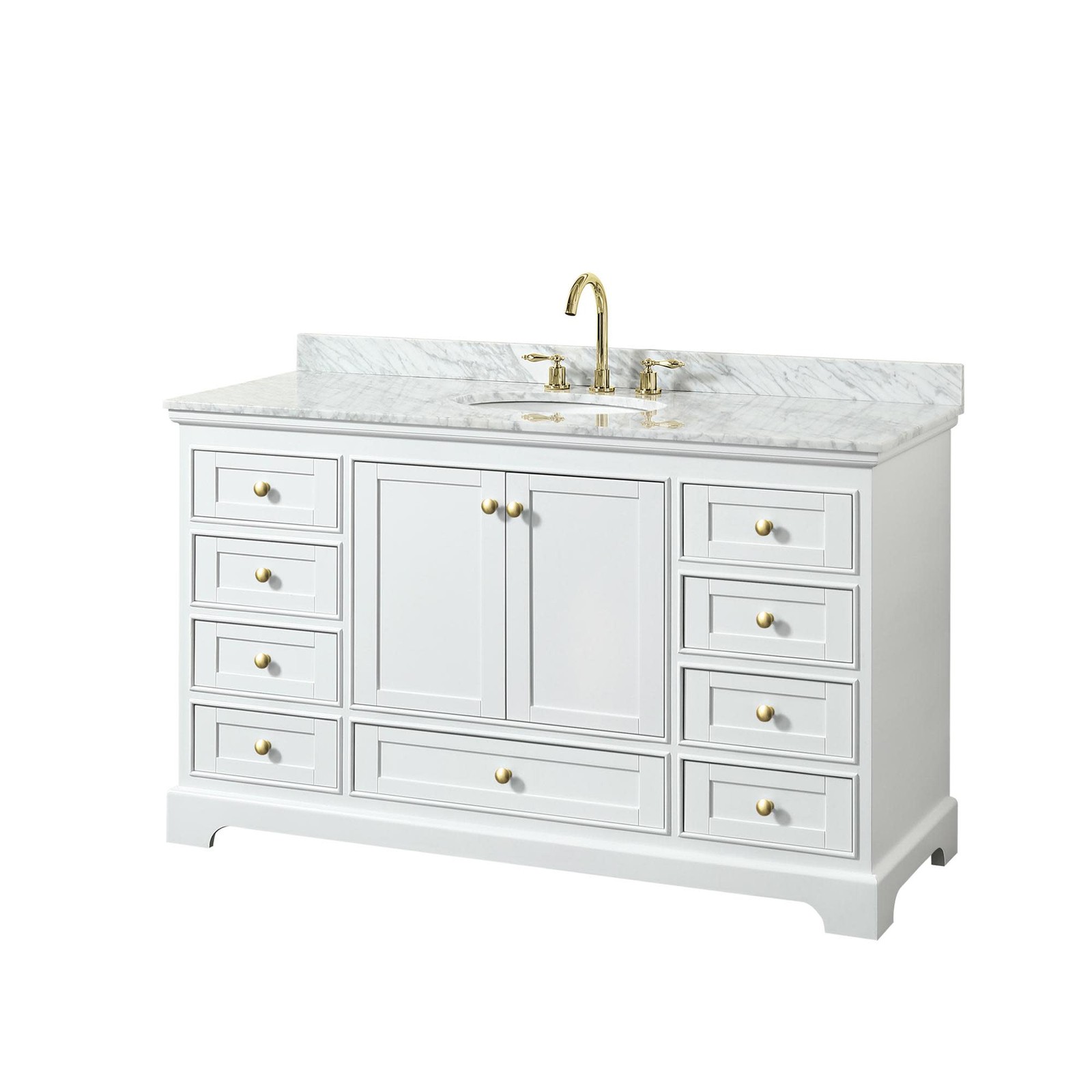 Wyndham Collection WCS202060SCMUNOMXX Deborah 60″ – White / White Carrara Marble