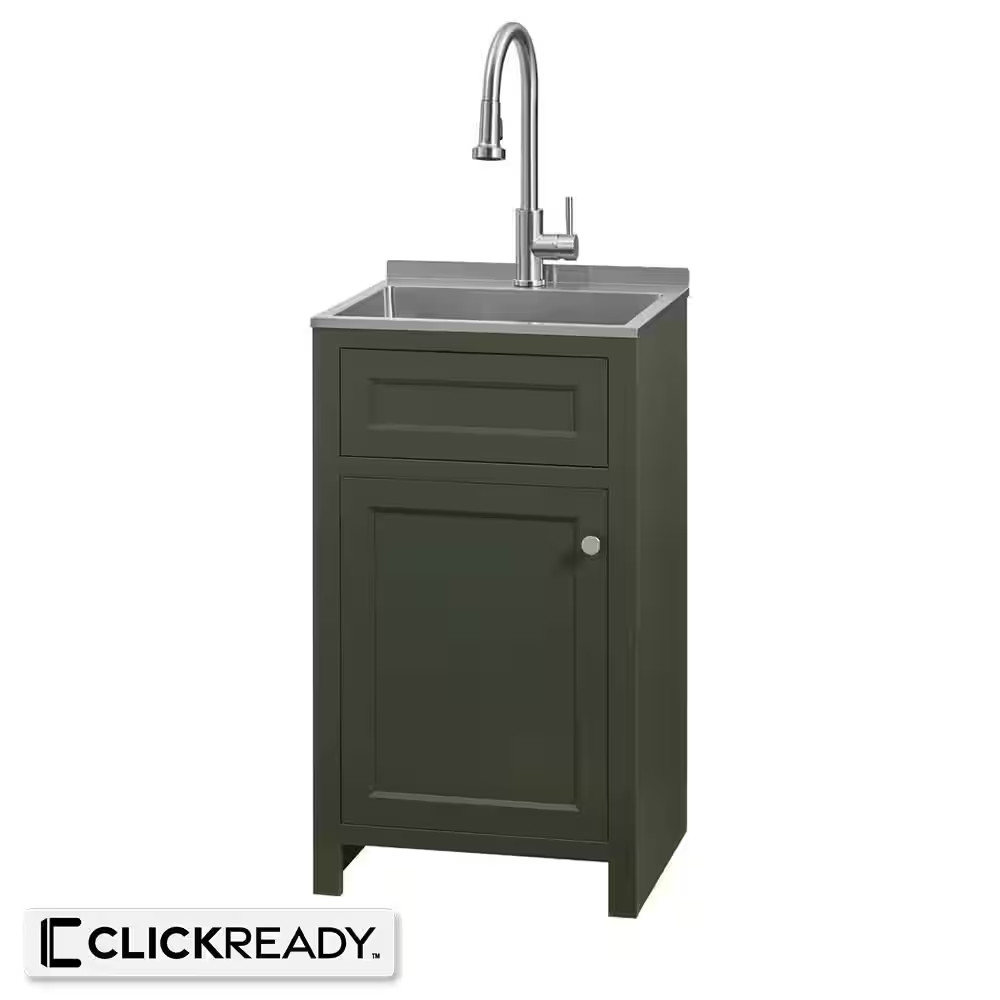 20 In. W Drop-In Laundry Sink with Faucet and Ready to Assemble Cabinet with CLI