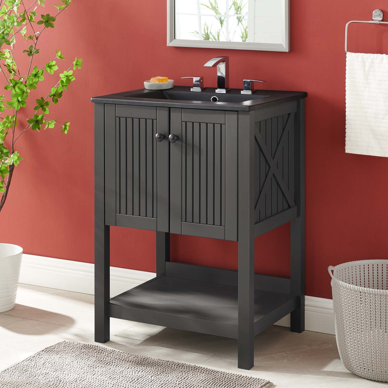 Modway Steam 24″ Bathroom Vanity With Sink in Gray Black