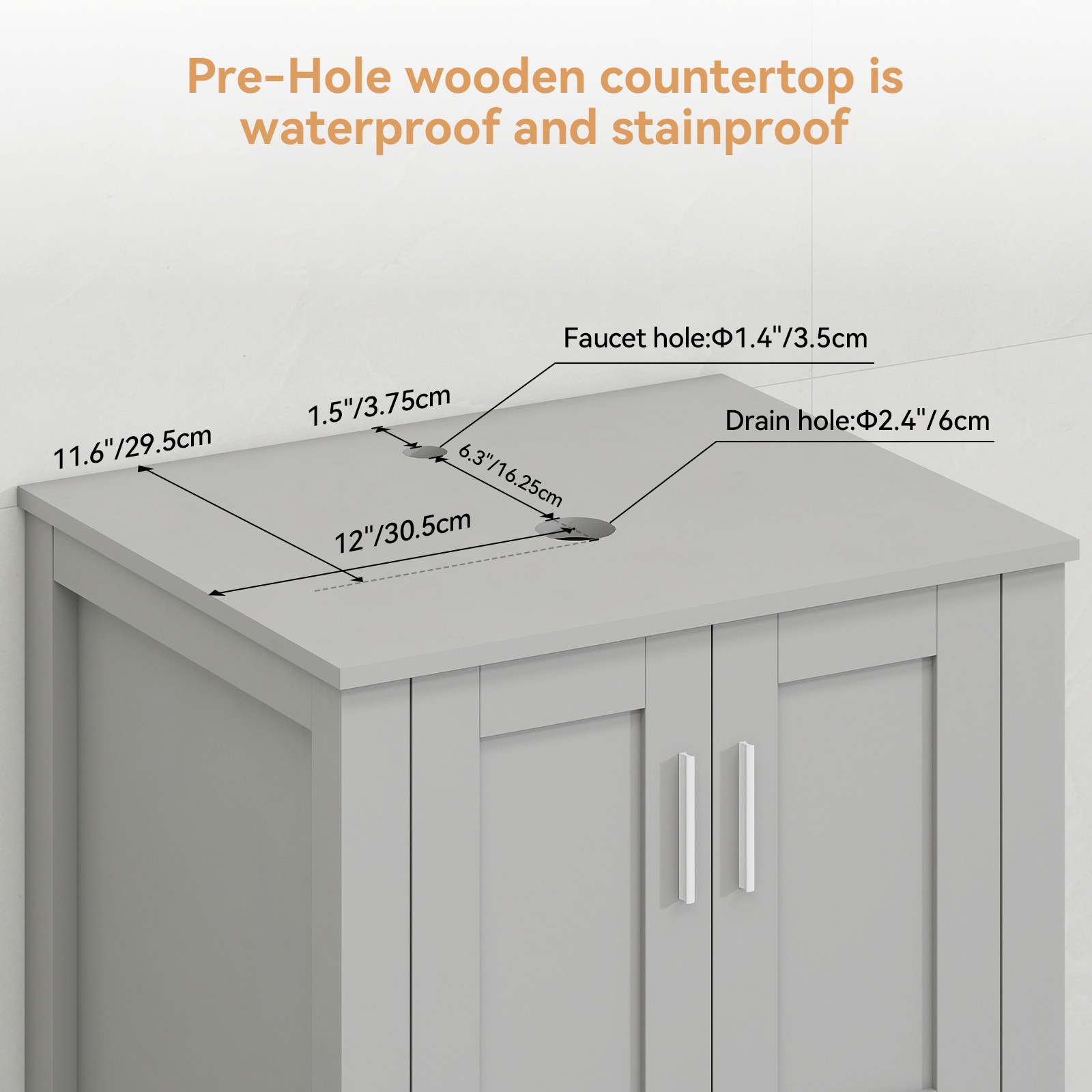 Modern 24″ Vanity Set with Black Ceramic Sink | Cabinet + Drawer Storage