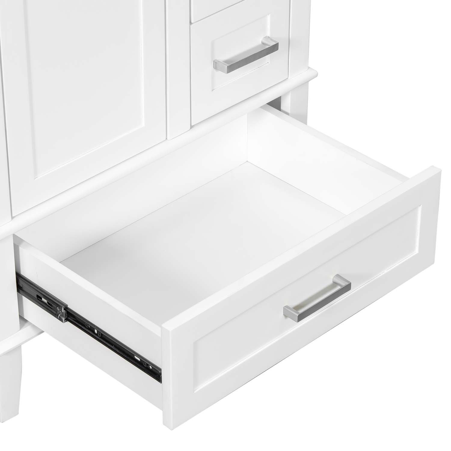 24.8″ Bathroom Vanity Freestanding White Green Hardwood Soft-Close 3 Drawer Sink