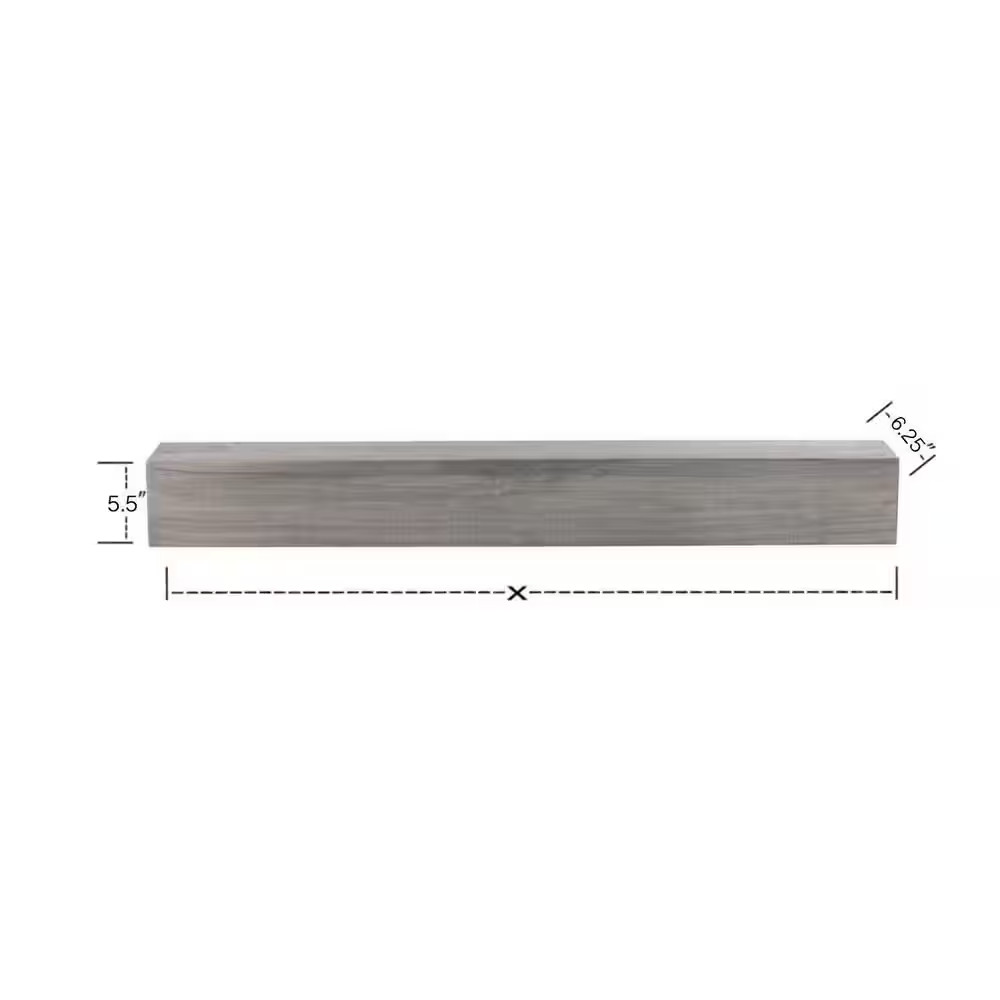 48 In. W X 5.5 In. H X 6.25 In. D Modern Farmhouse Ash Gray Cap-Shelf Mantel Fre