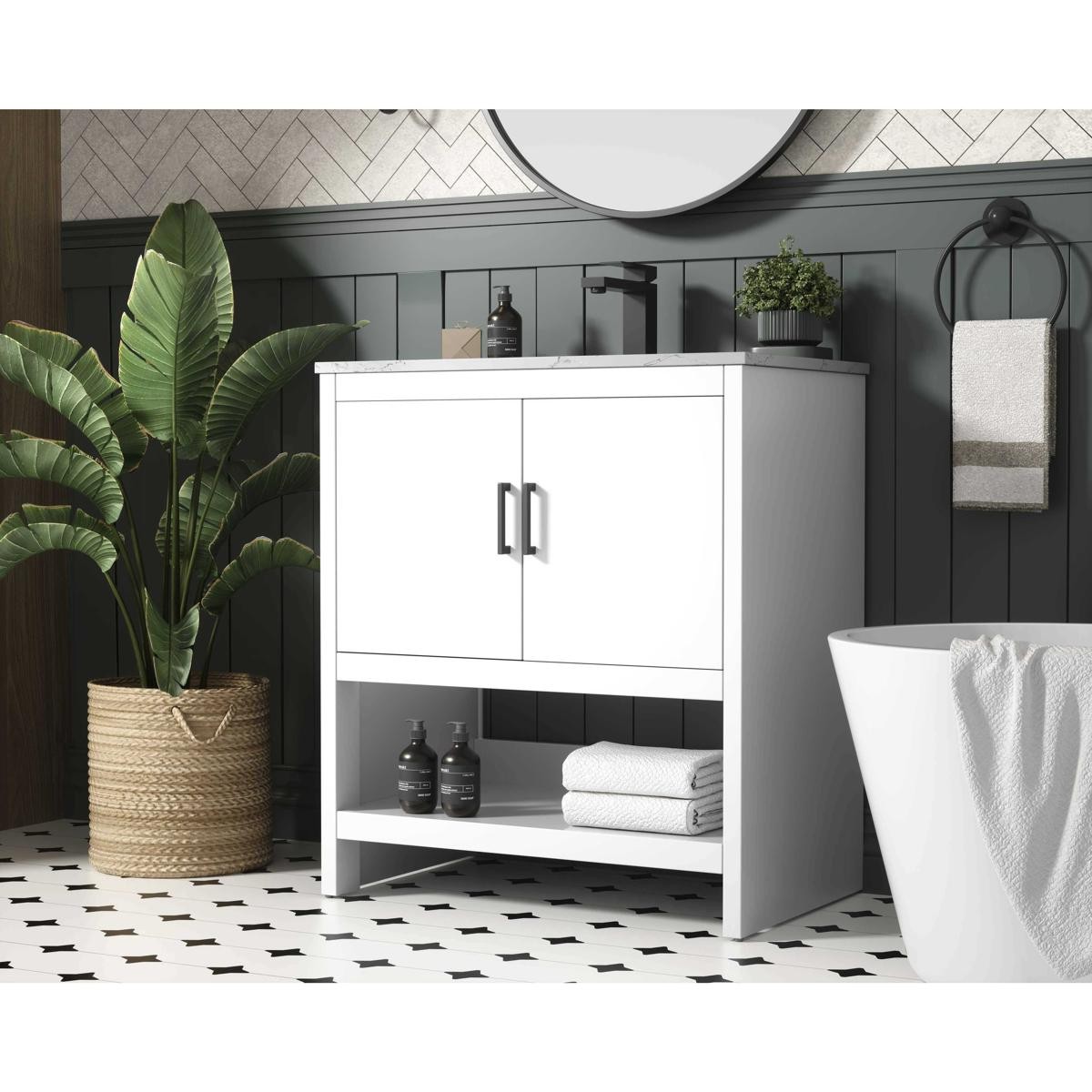 Elegant Lighting VF25230MWH Ira 30 X 34 inch White Bathroom Vanity Cabinet