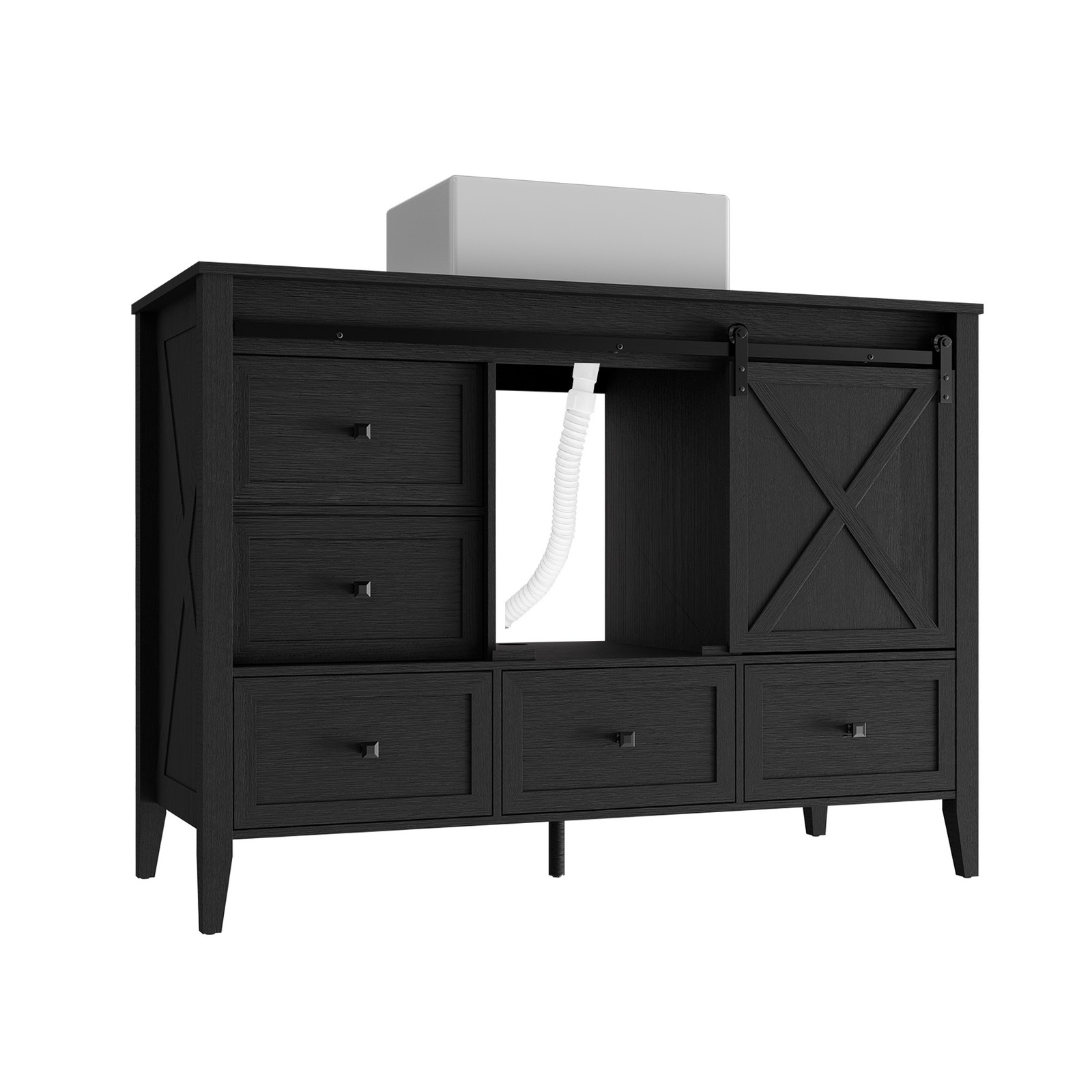 48″ Bathroom Vanity Wood Grain Cabinet with Ceramic Sink NO Faucet Combo Set