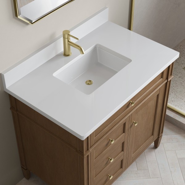 36″James Martin Brittany 655-V36-PCN-1WZ Vanity Cabinet White Zeus Silestone Top