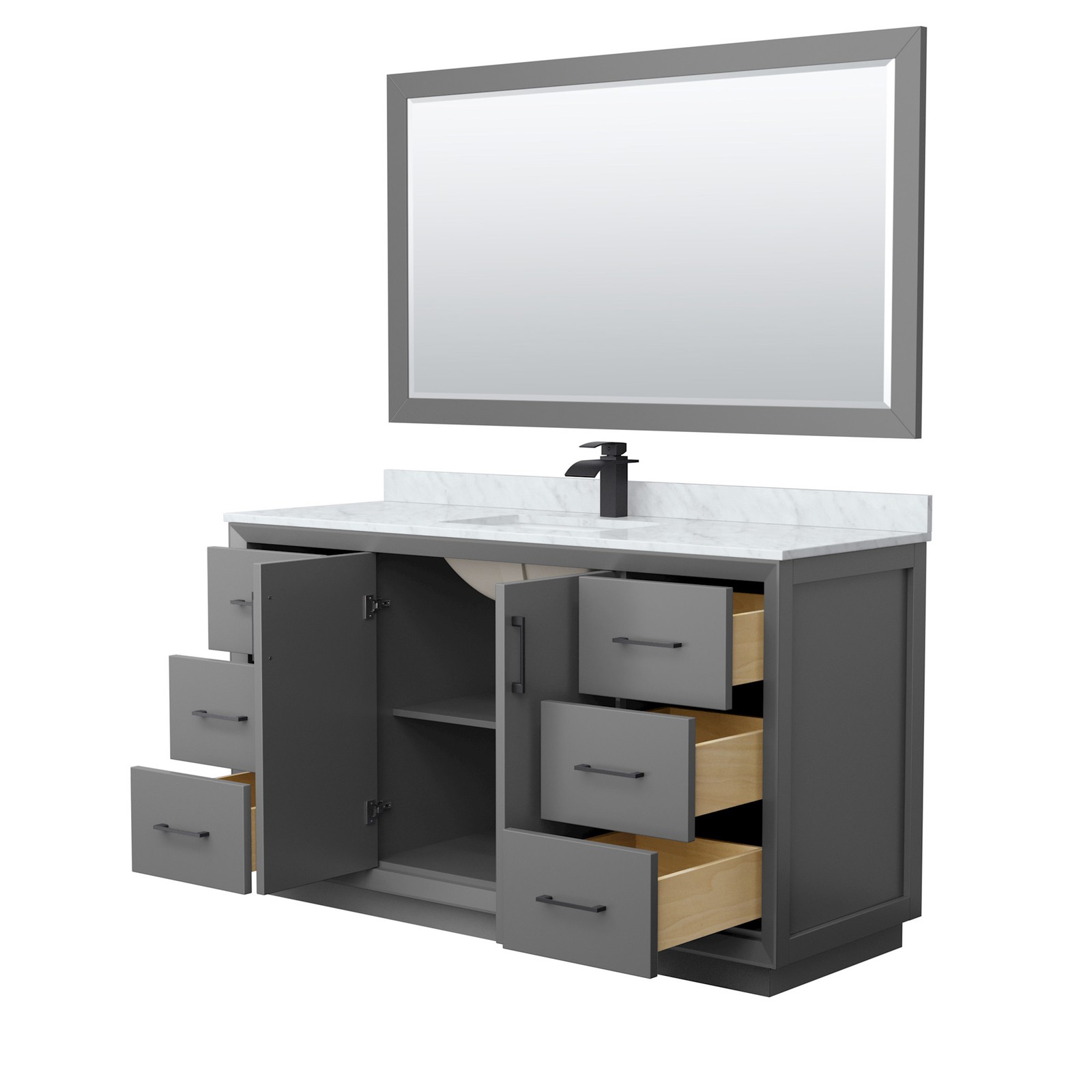 Wyndham Collection WCF414160S-NAT-UNSM58 Strada 60″ – Dark Gray / Brushed Nickel