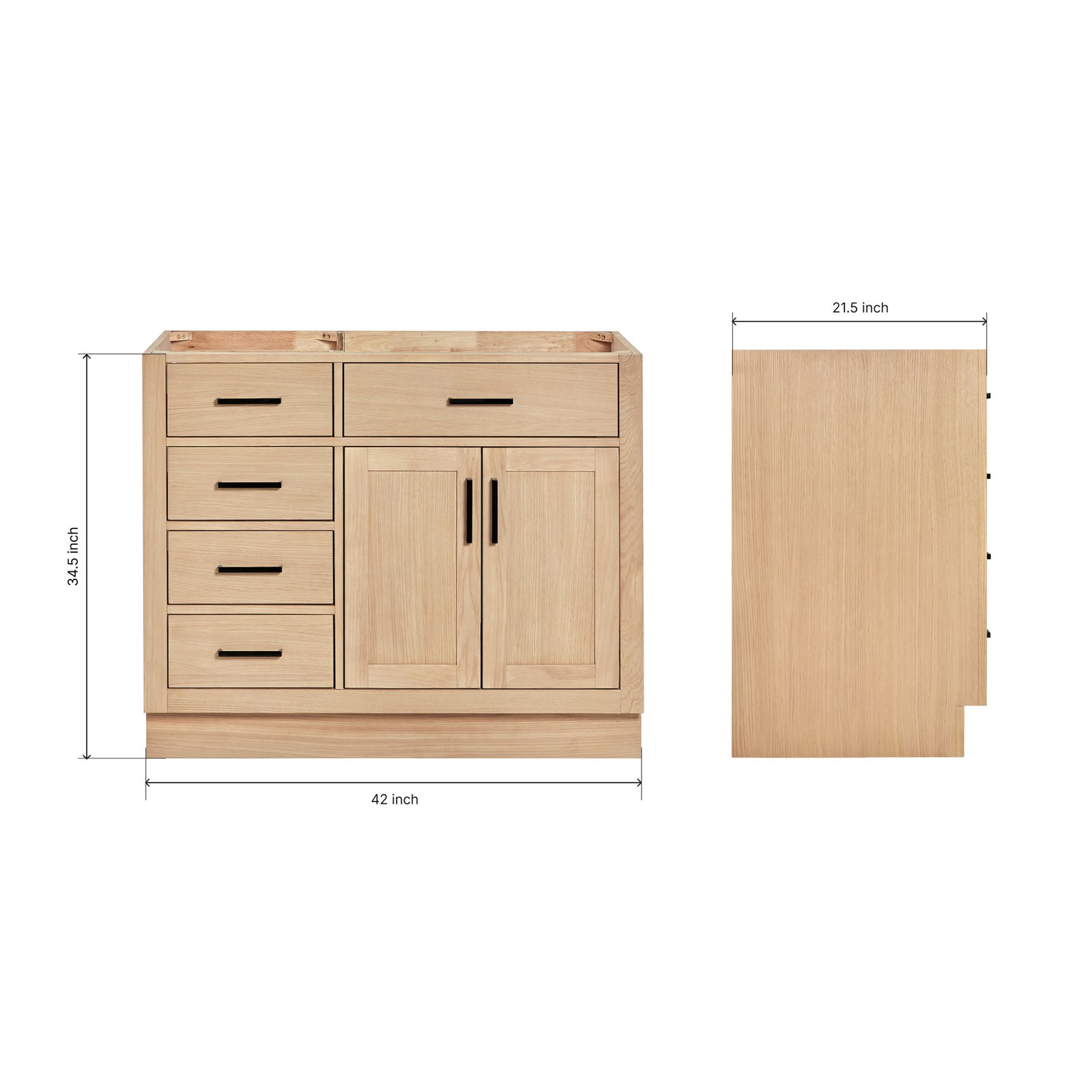 Ariel T042S-R-BC Hepburn 42″ Single – Oak / Matte Black Hardware