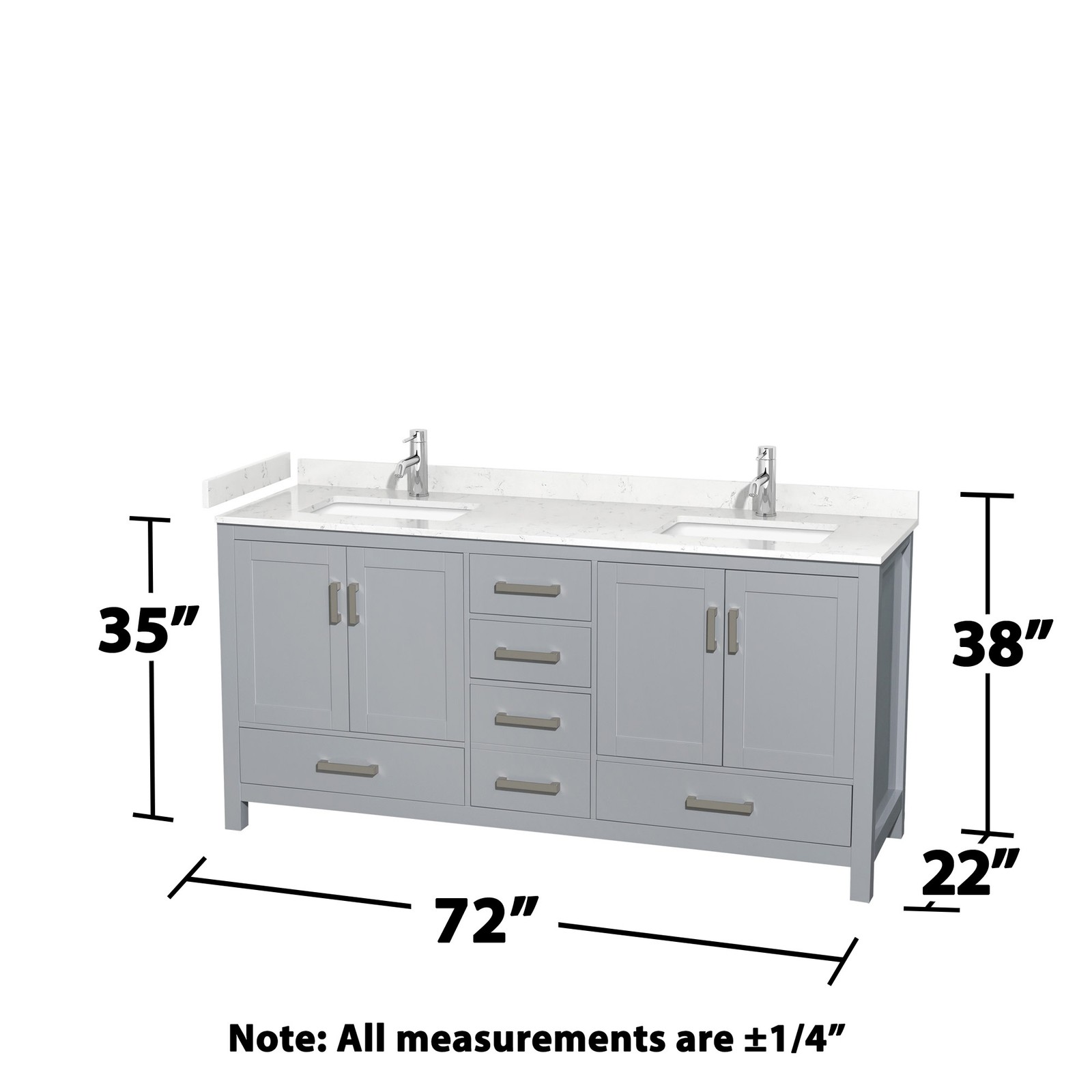 Wyndham Collection WCS141472D-VCA-MXX Sheffield 72″ – Gray / Carrara Cultured