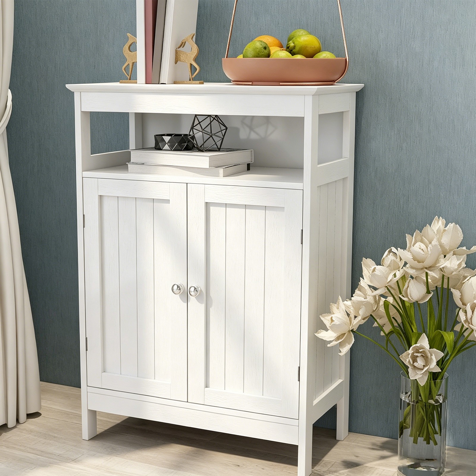 24″Vanity Cabinet For Bathroom Freestanding White Bathroom Vanity Organizer Rack