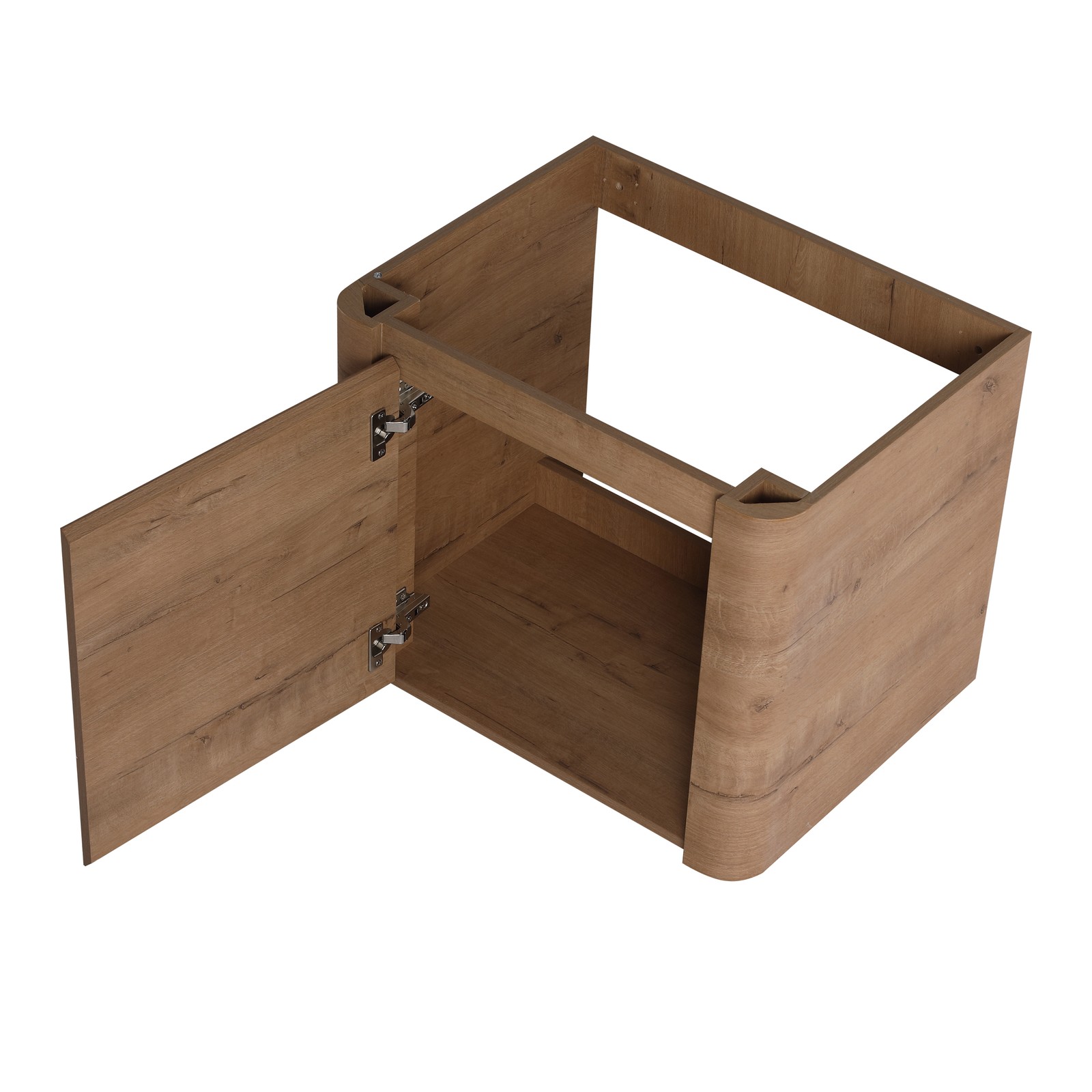 24″ Plywood Wall-Mounted Bathroom Vanity w/ White Ceramic Sink Soft-Close Door