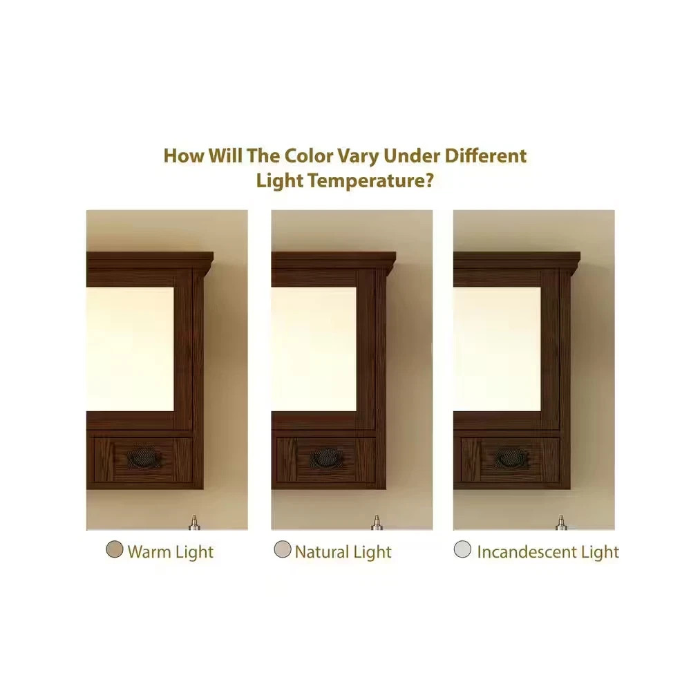 Home Decorators Artisan 23.5 x 22.75 Wood Framed Vanity Bathroom Mirror Dark Oak