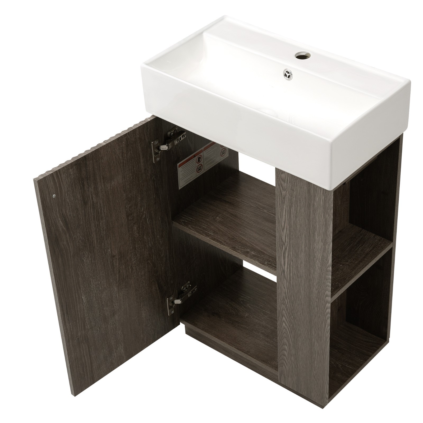 21.6″ bathroom vanity w/ceramic sink,freestanding left door storage cabinet
